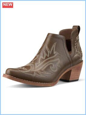 Women's Western Cowboy Ankle Booties Square Toe Block Heel Faux Leather